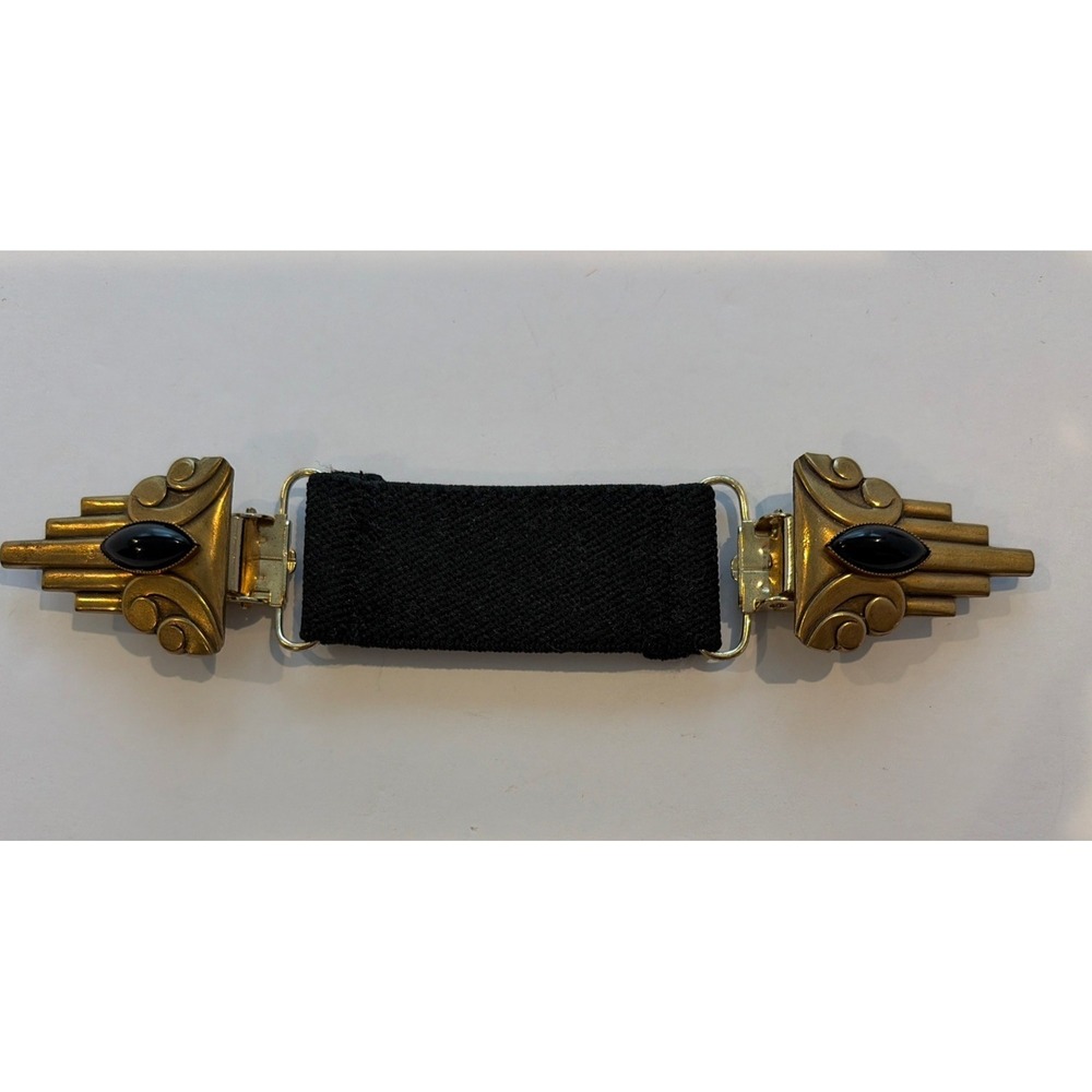 Vintage Style Art Deco Gold Tone Sleeve Garter Arm Band Black Cabochon Single
